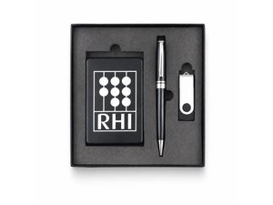 Gebrandete Tech-Geschenksets (Powerbank, USB-Stick & Kugelschreiber, 3-teilig)