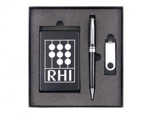 Gebrandete Tech-Geschenksets (Powerbank, USB-Stick & Kugelschreiber, 3-teilig)